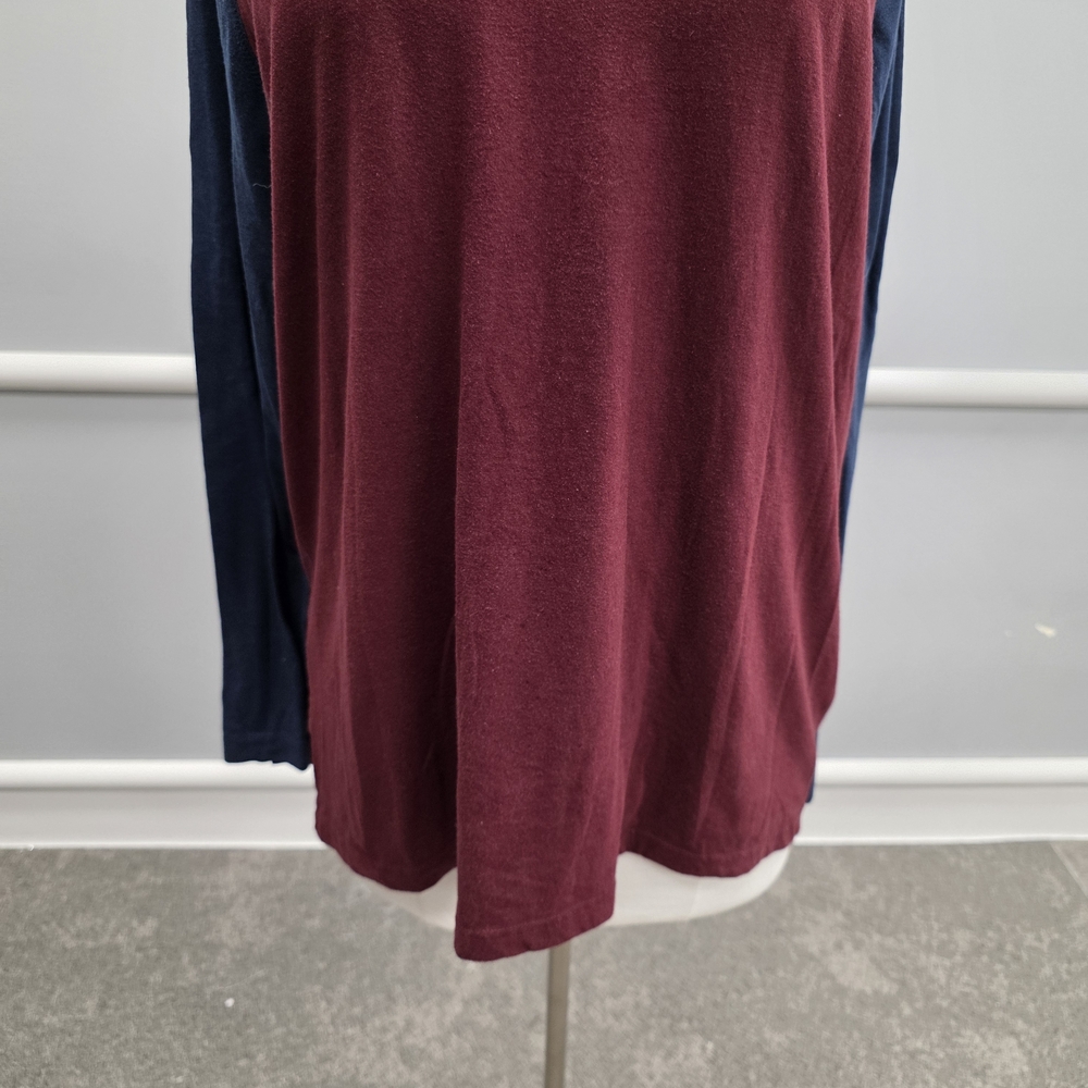 George Burgundy and Navy Long Sleeve Raglan Tee - Picture 3 of 9